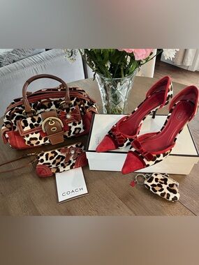 Coach Oselot-calf hair/suede  Handbag, wristlet & coin purse set
SHOES ARE SOLD